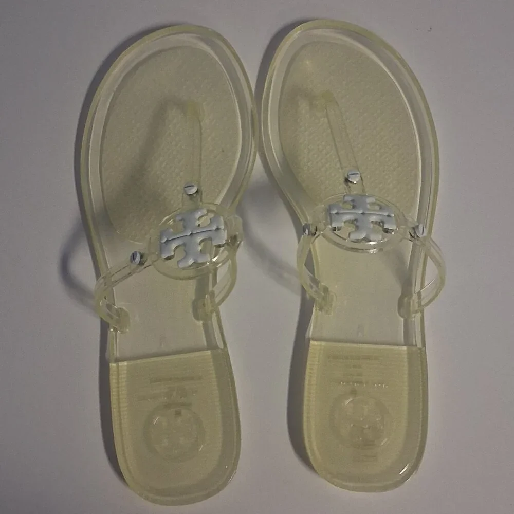 Tory Burch Mini Miller Flat Thong Sandals Clear Size 6 Like new